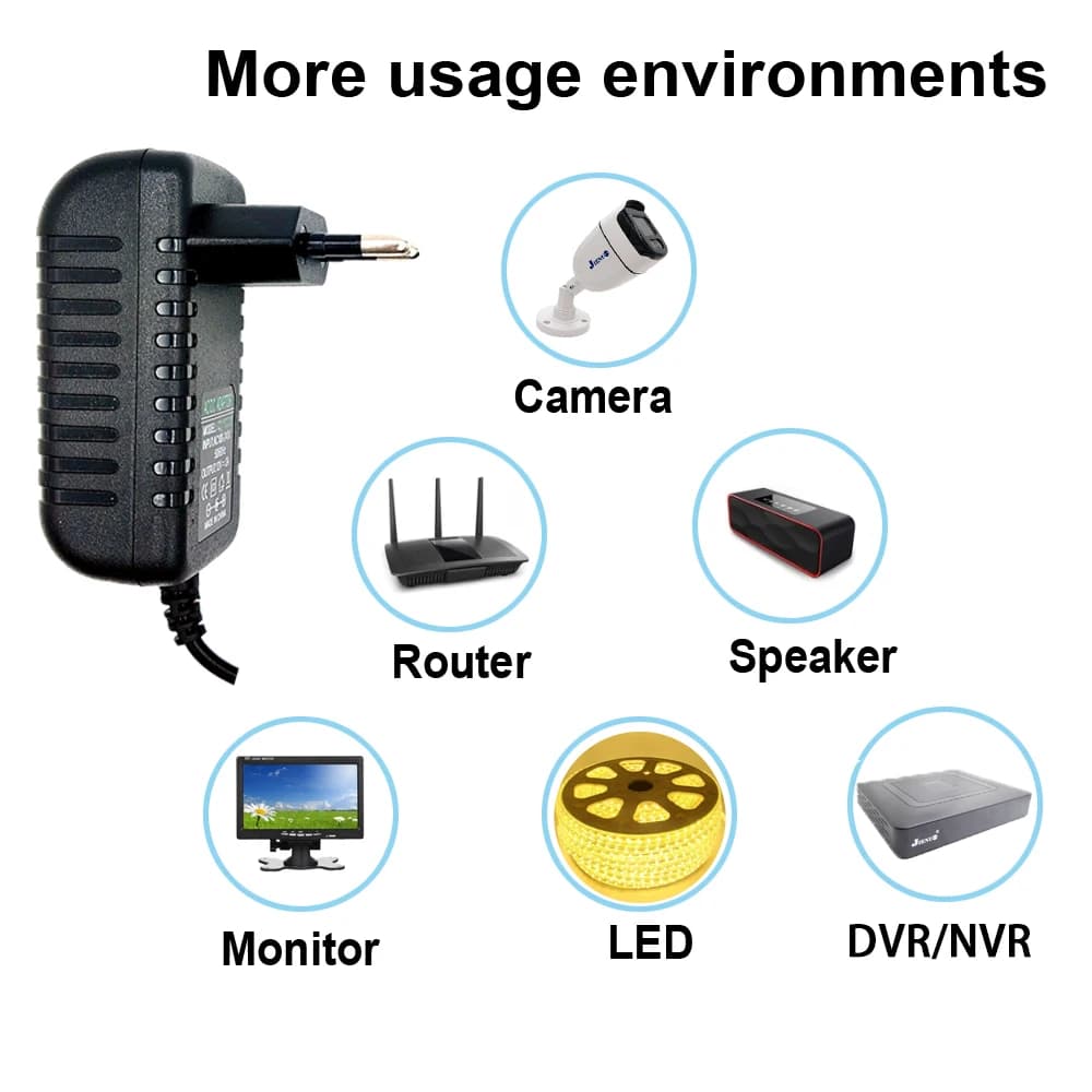 12V DC Power Adapter | 100-240V AC Input | For Camera, DVR & LED Systems - Thumbnail 6