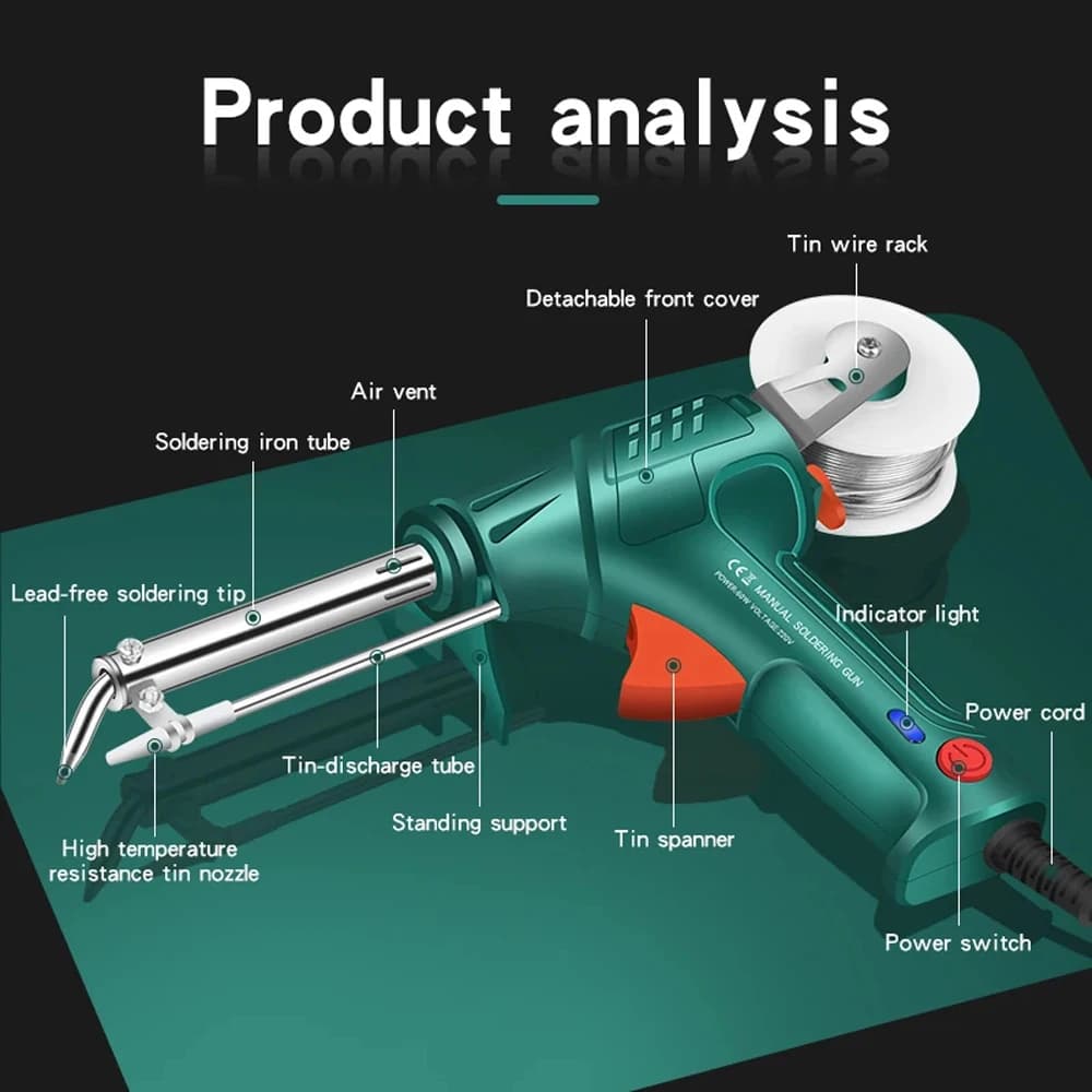 Soldering Iron | 60W Internal Heating | 110V/220V Auto-Feed Hand Tool for Precision Repair - Thumbnail 6