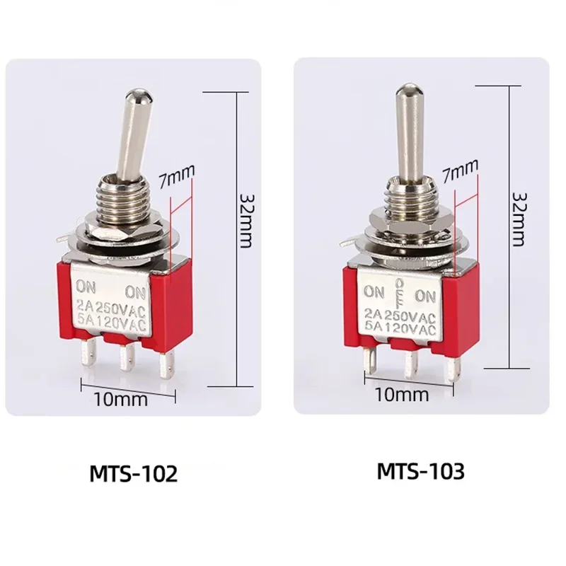 Mini Toggle Switches | SPDT ON-OFF-ON | 6mm Sealed Caps for Control Panels & DIY Electronics - Thumbnail 4