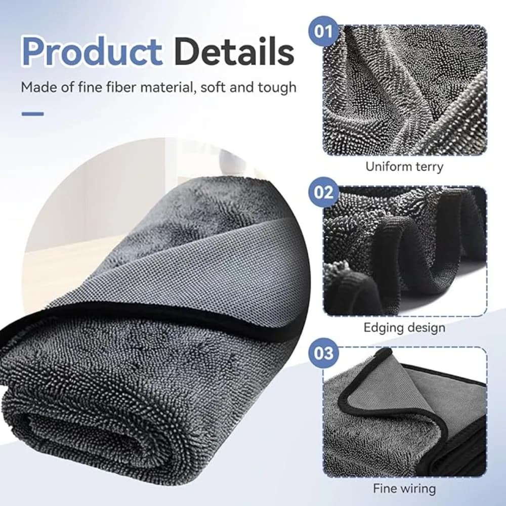 Microfiber Cleaning Cloths | 40x40cm & 40x60cm | Multi-Surface Car & Home Towels - Thumbnail 4