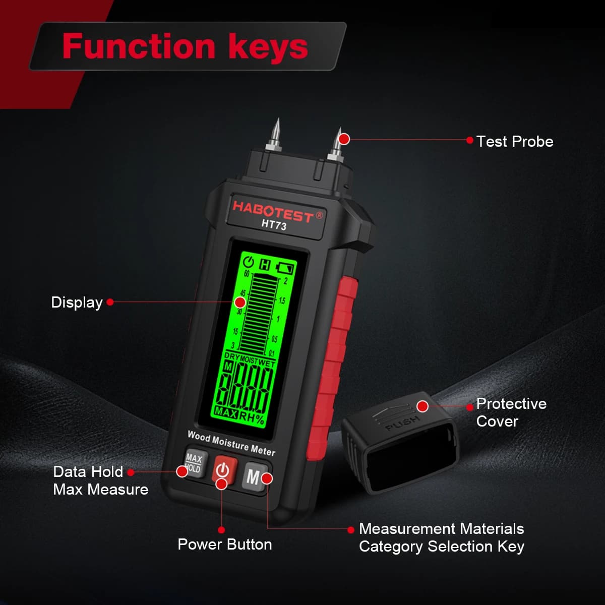 High-Precision Digital Wood Moisture Meter - Two-Pin 0-99.9% Humidity Tester with LCD Display - Thumbnail 3