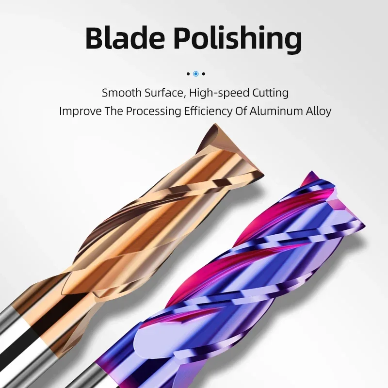 CNC End Mill Set | Tungsten Carbide 2 & 4 Flute Cutters | Alloy Coating for Metal & Alloy Milling - Thumbnail 2