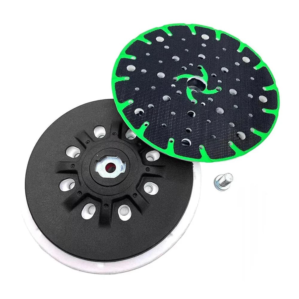 A 6-inch 150mm grinding disc with 17 holes, designed for Festool ETS 150/3 and 150/5 EQ sanders. Suitable for soft or hard sanding pads, car polishing, and abrasive tasks.
