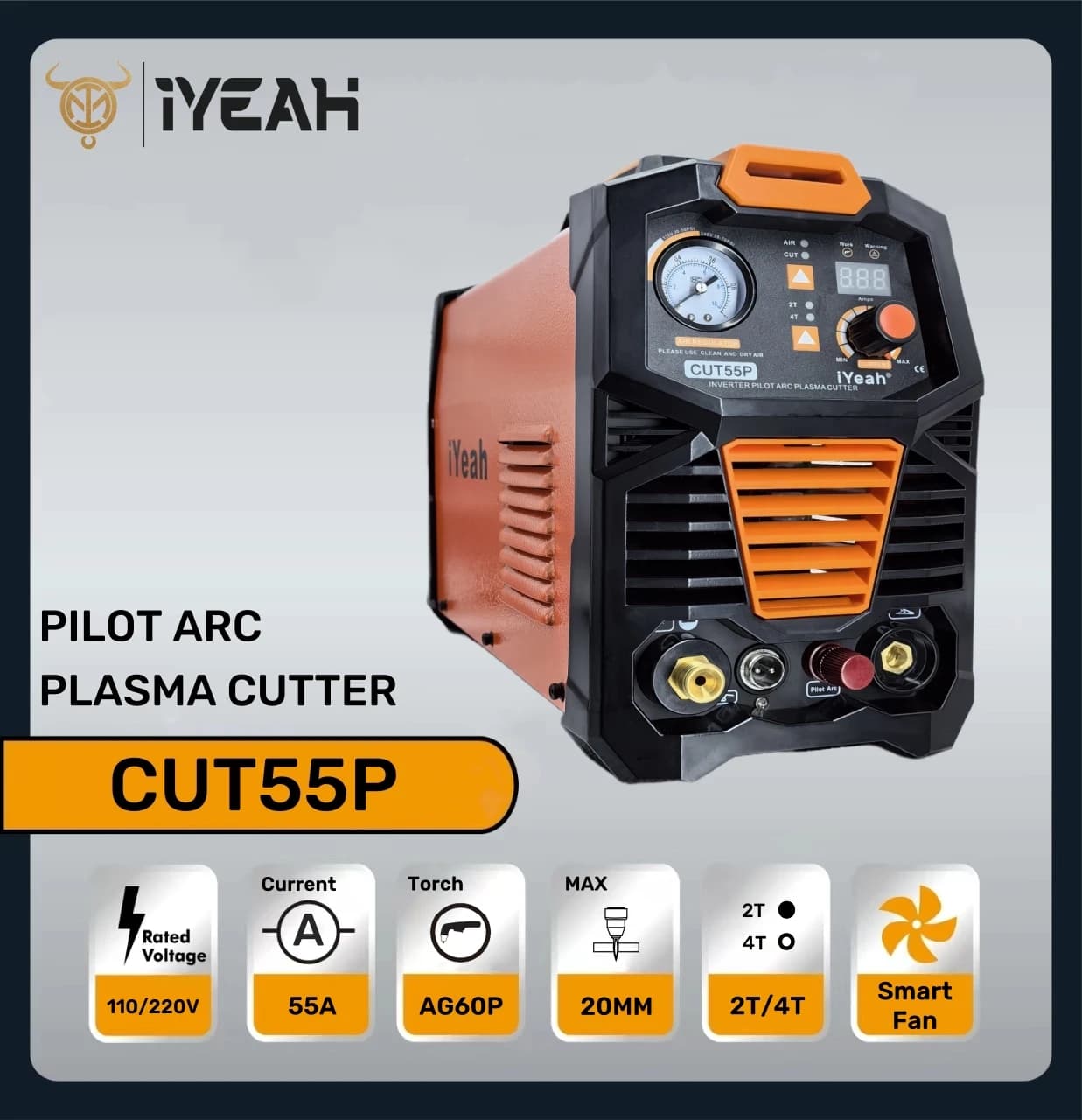 Plasma Cutter | 55A Dual-Voltage 110V/220V | 20mm Max Cut | AG60P Torch - Thumbnail 2