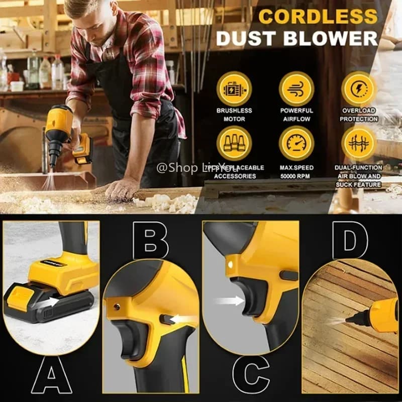 DeWalt 20V MAX Cordless Air Blower | High-Power Dusting & Inflator Tool | Brushless Motor - Thumbnail 6