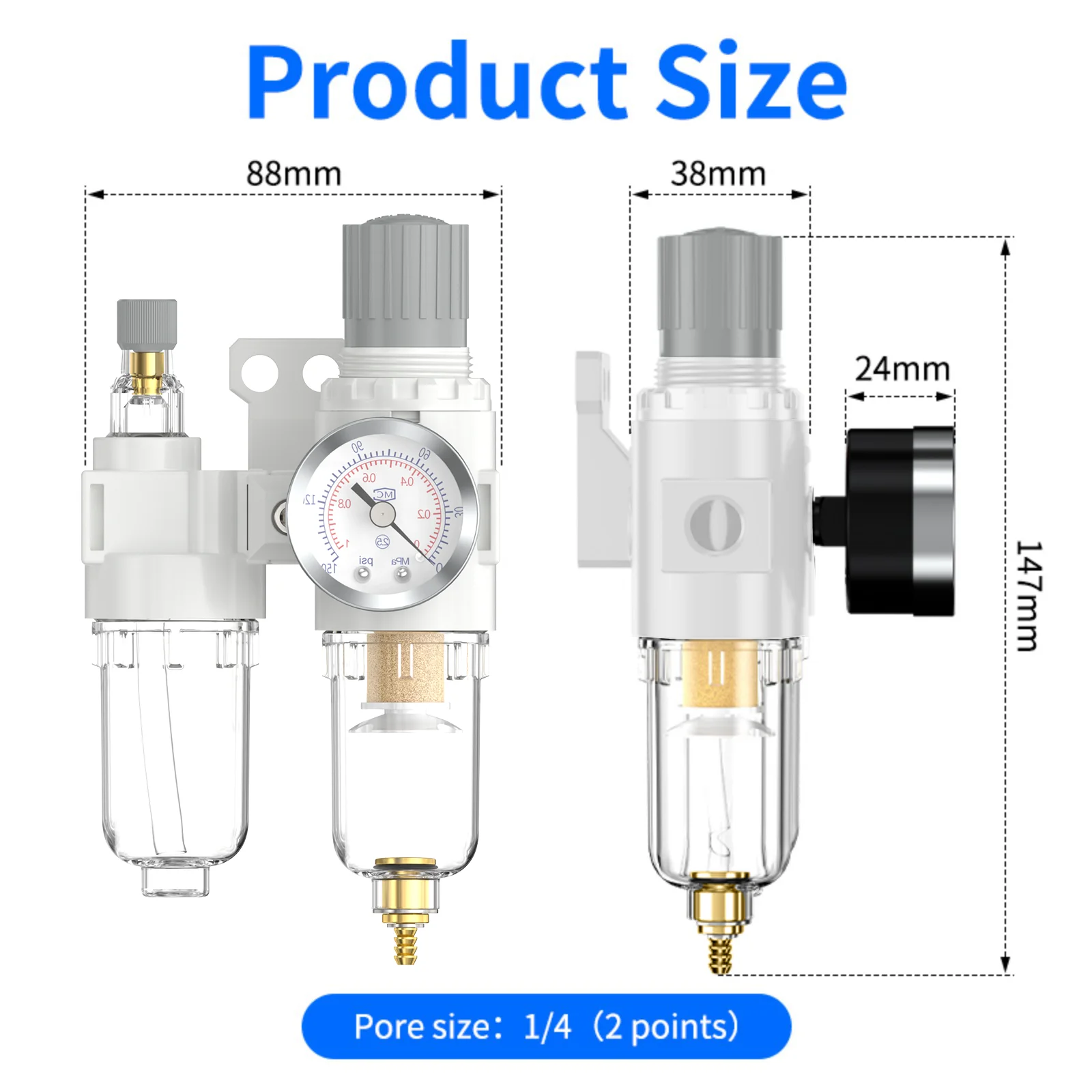 Air Compressor Filter System | AFC2000 Regulator with Oil-Water Separator - Thumbnail 3