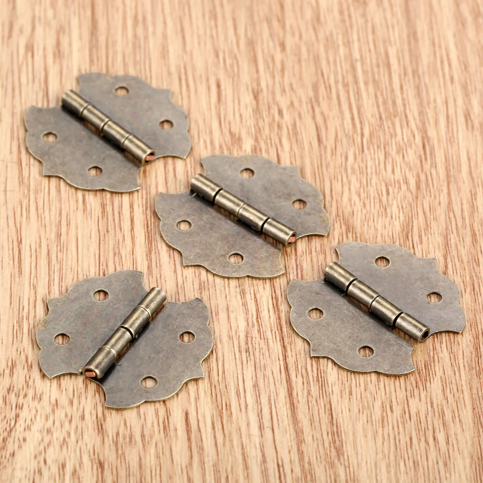 Decorative Butt Hinges 4Pcs | Antique Flower Design 29x31mm | For Jewelry & Cabinet Boxes - Thumbnail 4