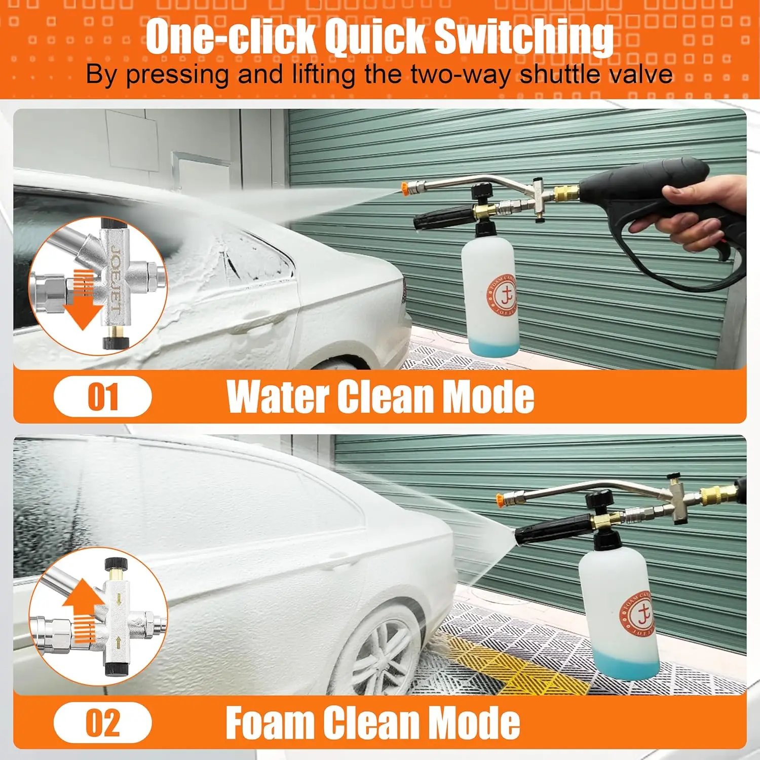 Pressure Washer Gun | 1L Foam Cannon & 5 Nozzles | 1/4 Quick Connect System - Thumbnail 2