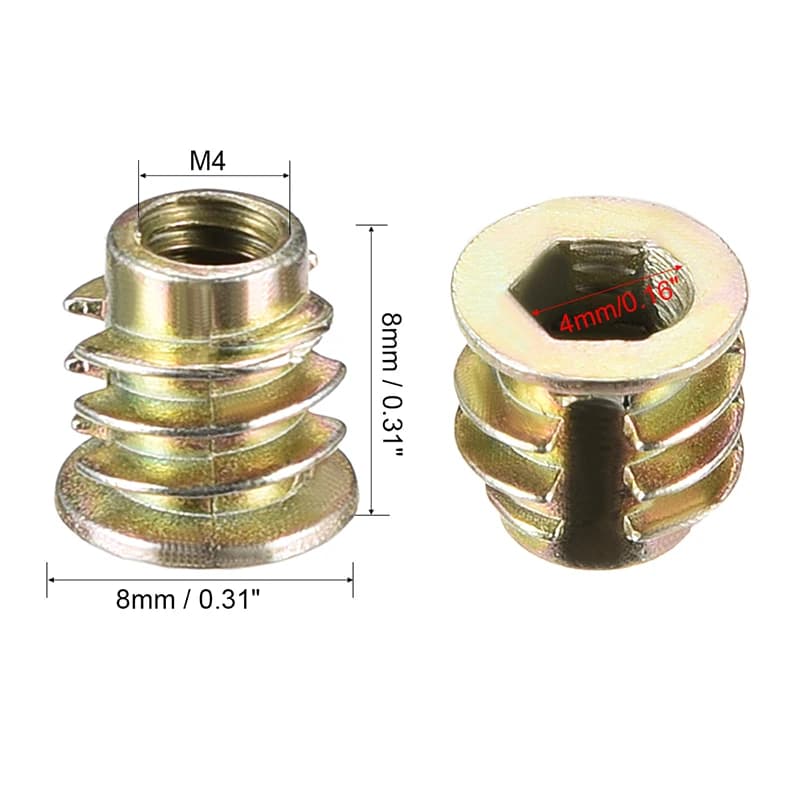 Drive Threaded Insert Nuts | Zinc Alloy Furniture Nuts for Wood | M4 M5 M6 20/30/50pcs - Thumbnail 5