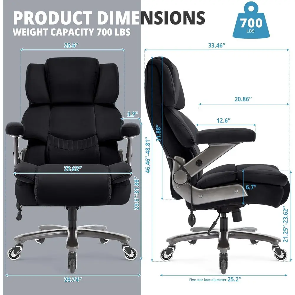 and Tall Office Chair | 700lb High-Back Executive | Adjustable Lumbar Support Fabric Computer Chair - Thumbnail 3