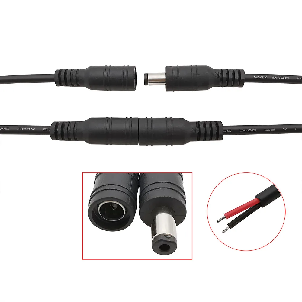 DC Power Connector | 5.5x2.1mm Male to Female Pigtail Cable for CCTV & LED Strips - Thumbnail 3