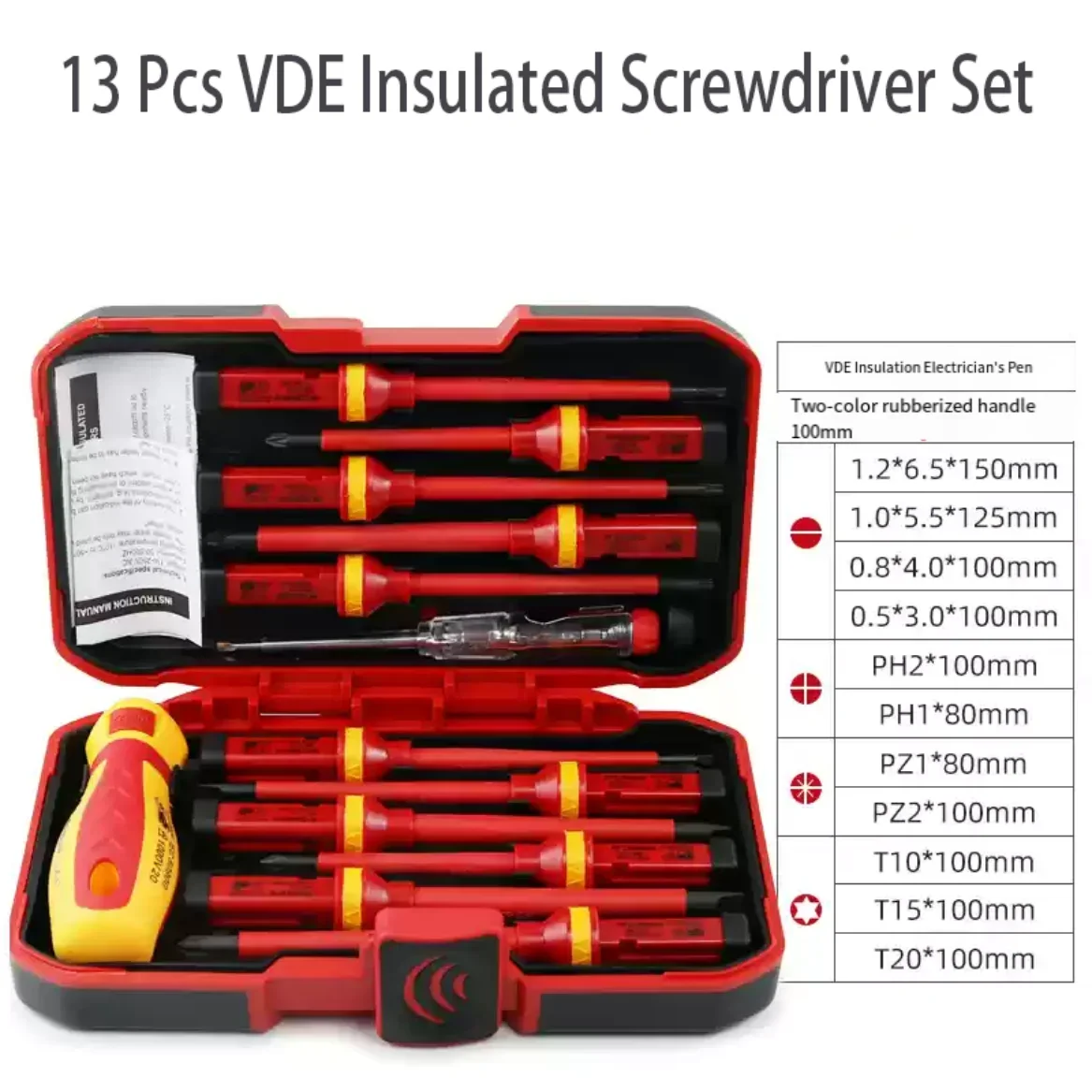 Insulated Screwdriver Set | 13-Piece 1000V Electrical Tool Kit with Magnetic Bits - Thumbnail 6