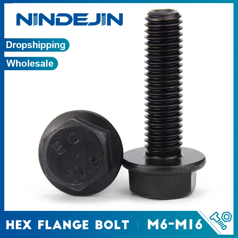 M8 M10 M12 Flange Bolts | 10.9 Grade Alloy Steel | Hexagon Head Non-Serrated - Thumbnail 2