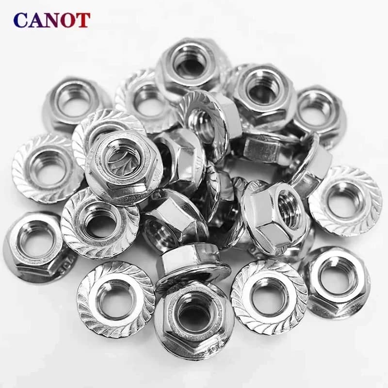 50PCS 304 Stainless Steel Flange Nuts | Serrated Locking Hex Head | DIN6923 M3-M20 - Thumbnail 6