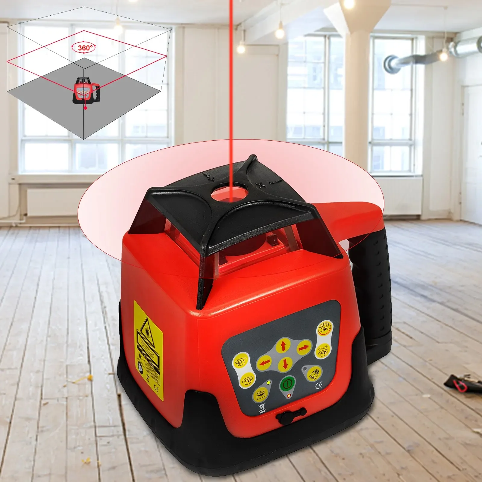 Laser Level | Automatic Self-Leveling Red Beam | Remote & Receiver Kit - Thumbnail 3