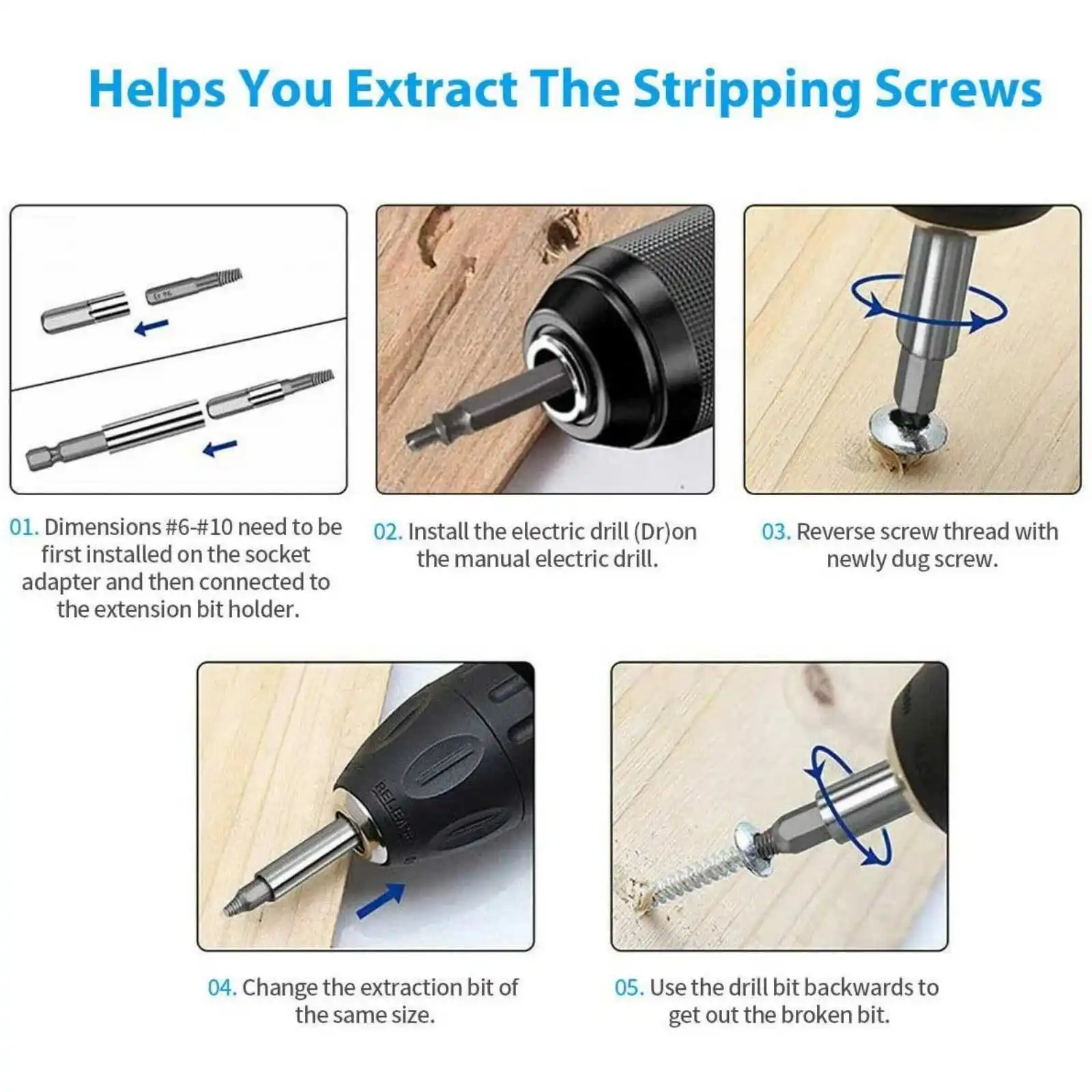 Screw Extractor Kit | 22-Piece 1/4 Damaged Bolt Removal Set | High-Grade Drill Bits - Thumbnail 3