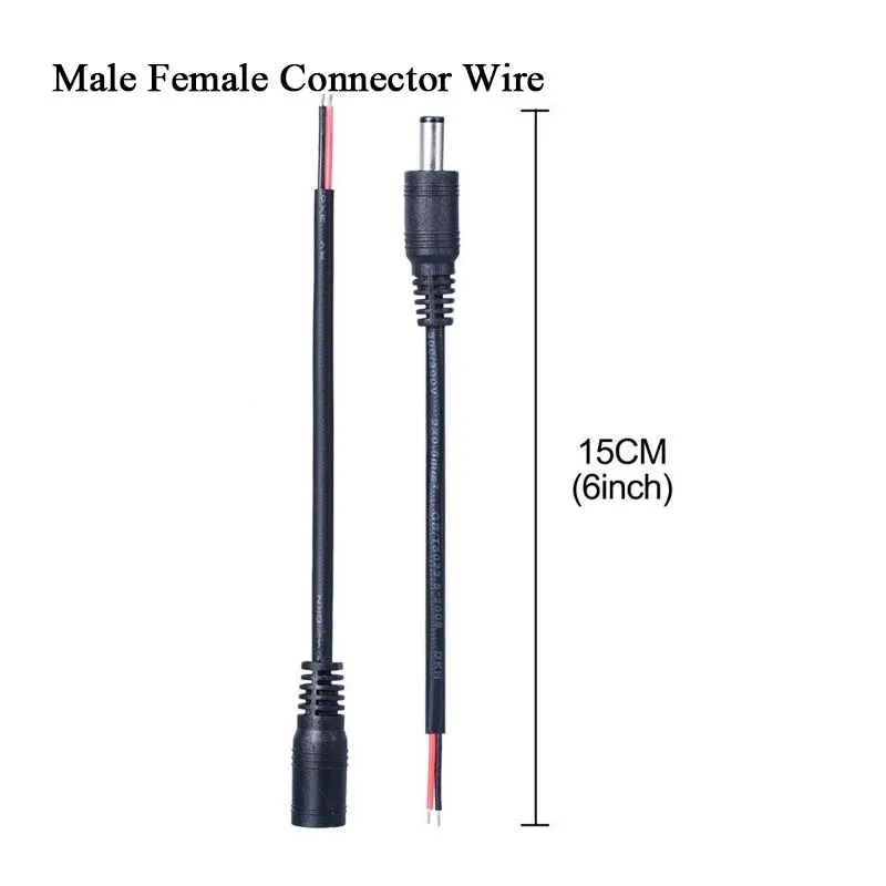 2.1x5.5mm DC Power Extension Cable | 12V 2-Pin Pigtail Connector for LED & Camera - Thumbnail 2