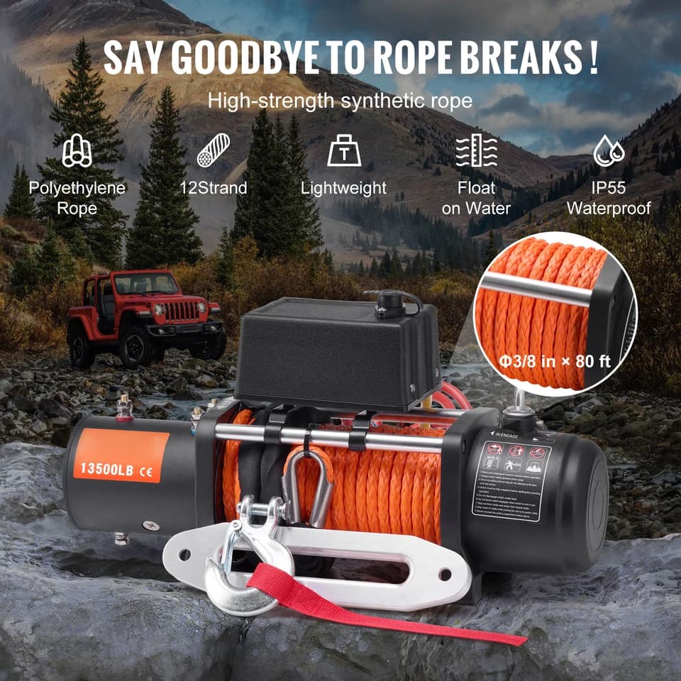 13500 lbs Come Along Winch | Electric with Wireless Remote | Off-Road Truck Towing - Thumbnail 4