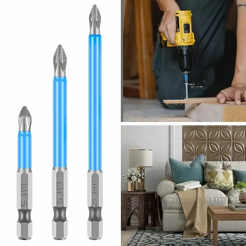Magnetic Screwdriver Bit Set | PH2 Drill Bits with Non-Slip Grip | High-Hardness S2 Steel - Thumbnail 4