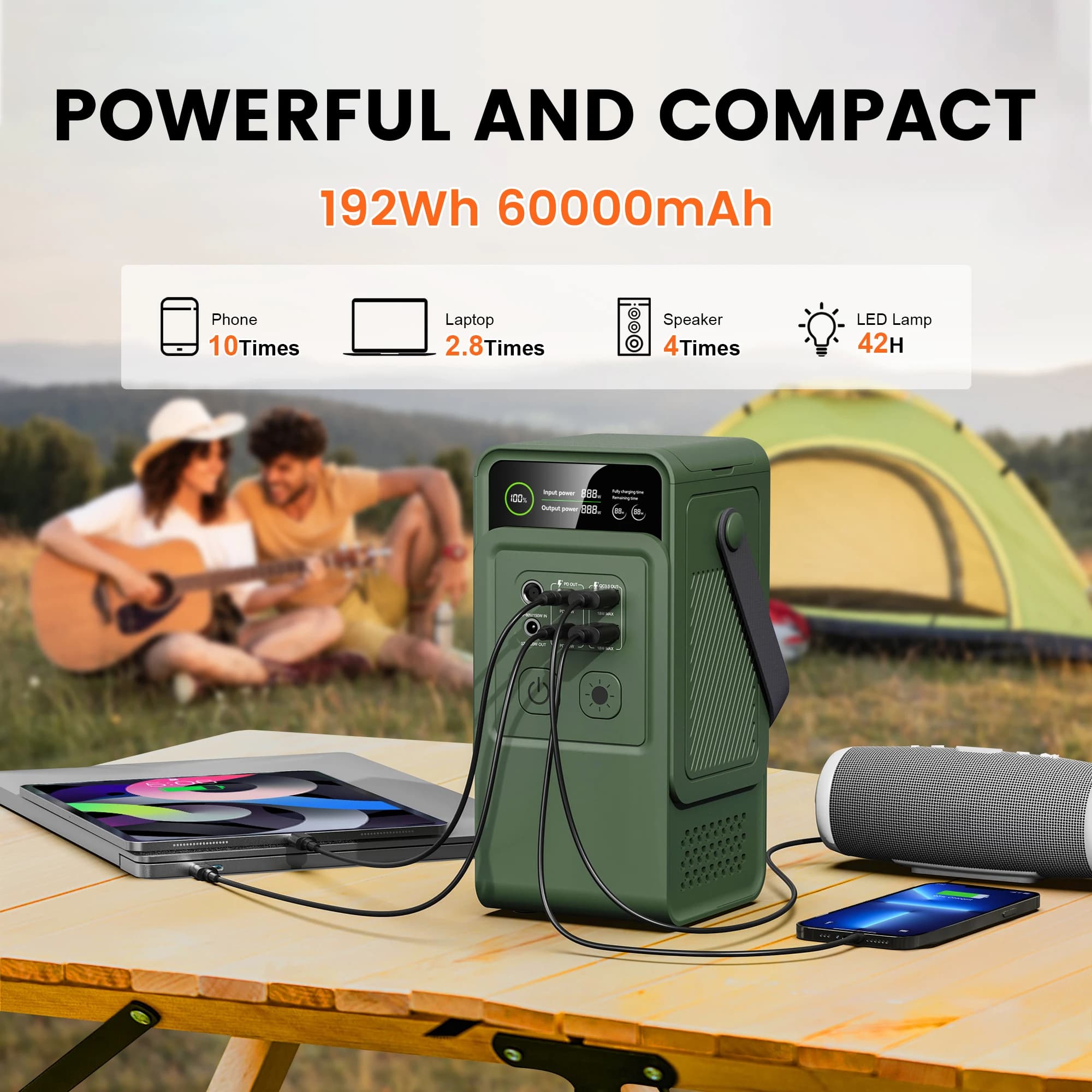 AP200L Portable Power Station | 192Wh LiFePO4 Battery | 200W Solar-Ready Generator for Camping & Backup Power - Thumbnail 3