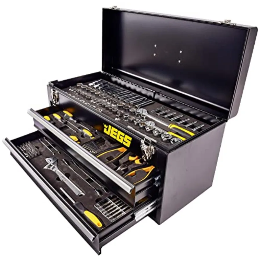 170-Piece Mechanic's Tool Set | Powder-Coated Steel Toolbox | Sockets & Ratchets - Thumbnail 2