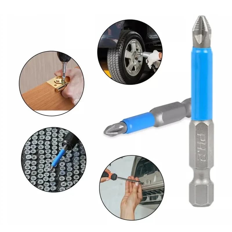 Magnetic Screwdriver Bit Set | PH2 Drill Bits with Non-Slip Grip | High-Hardness S2 Steel - Thumbnail 6