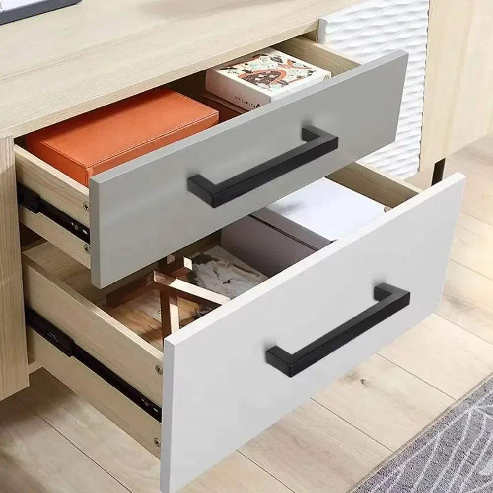 Steel Square Cabinet Handles | 6-Pack Multi-Size Set | 64mm to 256mm Drawer Pulls - Thumbnail 3