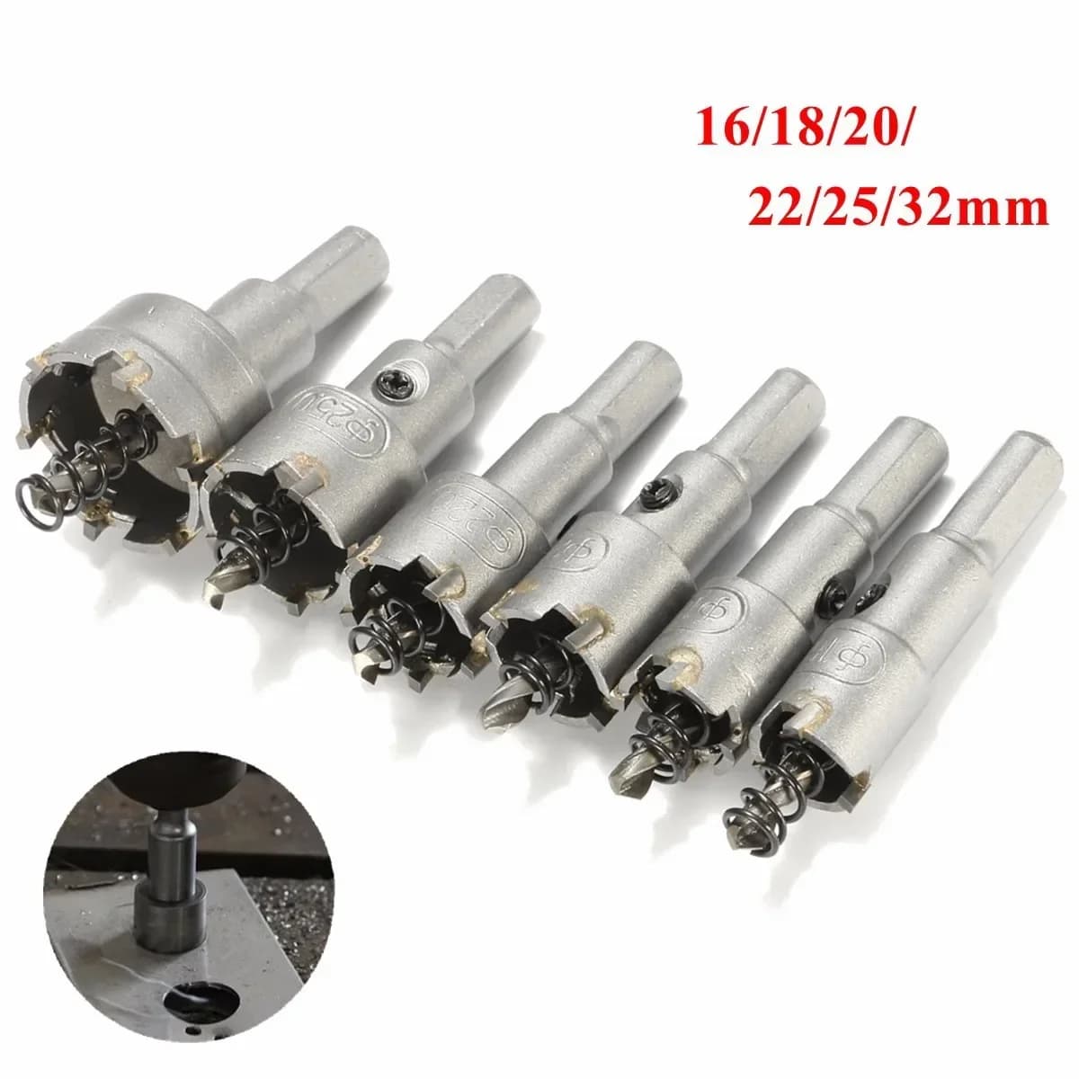 Hole Saw Kit | 6-Piece Steel Carbide-Tipped Set | 16-32mm Drill Bits for Metal & Wood - Thumbnail 4