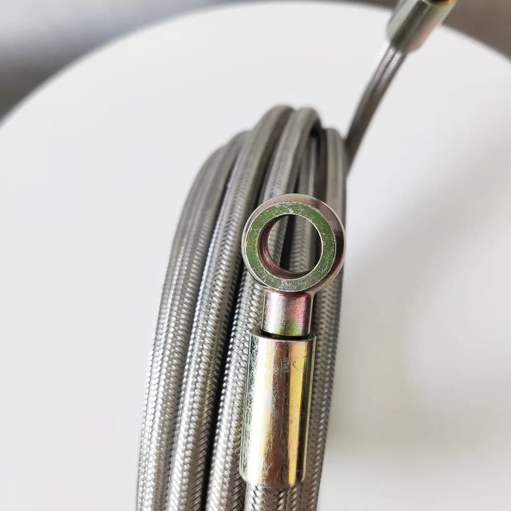 High-Temperature PTFE Fuel Line Hose | 8-12mm | 0-90° Bend | Braided Engine Oil Pipe - Thumbnail 2