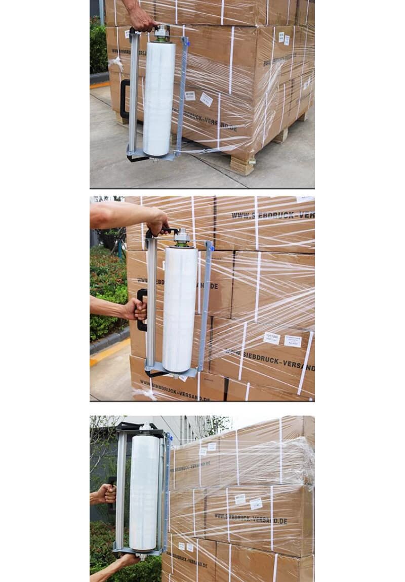 Hand-Held Stretch Wrap Dispenser | Manual Pallet Wrapping Tool | 30-50cm Adjustable Film Cutter - Thumbnail 4
