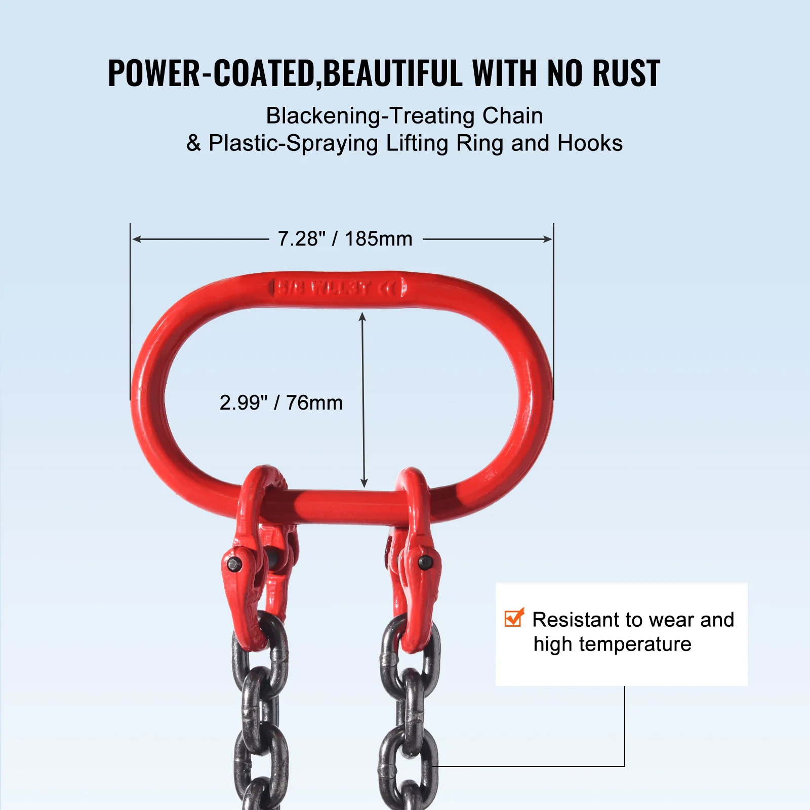 Professional-Grade 3-Ton Lifting Sling Chain | 5/16 G80 Alloy Steel | 5-Foot 2-Leg with Grab Hooks - Thumbnail 6