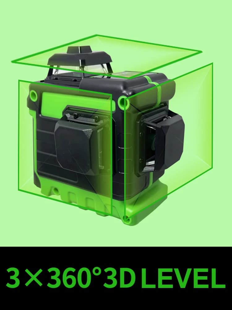 3D Laser Level | 12-Line Green Beam | Self-Leveling Horizontal & Vertical Cross - Thumbnail 5