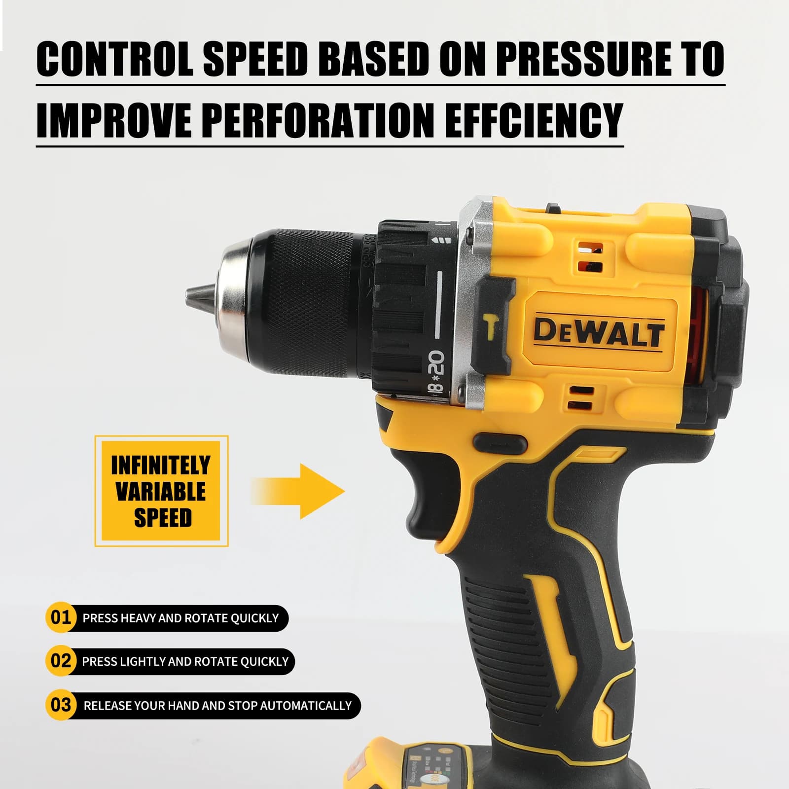 DeWalt DCD805 Brushless Cordless Drill | Compact & Powerful | 20V MAX Lithium-Ion - Thumbnail 4