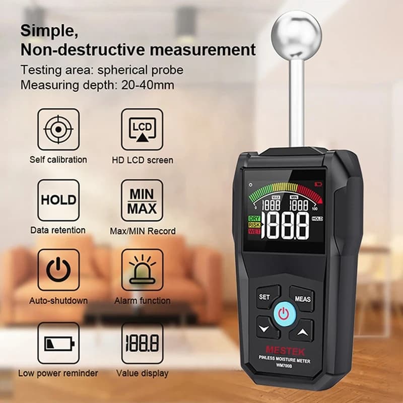 Non-Contact Wood Moisture Detector: Digital Hygrometer for Non-Destructive Timber Testing - Thumbnail 4