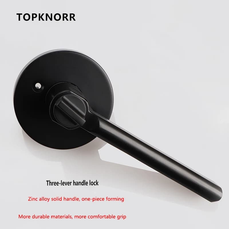 Bedroom Door Lock | Universal Household Toilet & Indoor Handle | Three-bar Spherical Round Lock - Thumbnail 6