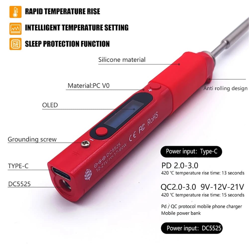 V1 Portable Soldering Iron | Digital Temperature Control | Professional Welding Tool - Thumbnail 4