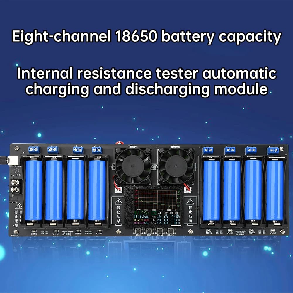 18650 Battery Analyzer | 2/4/8 Channel Capacity & Resistance Tester | Automated Charge/Discharge Module - Thumbnail 2