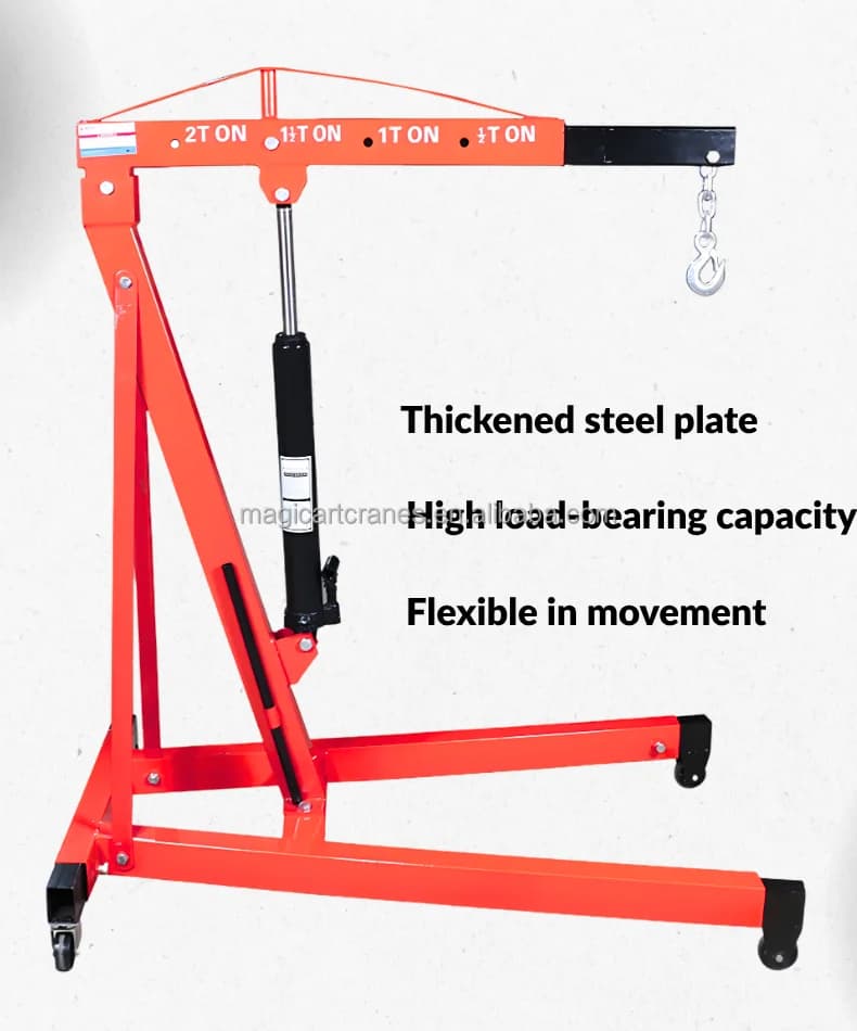 2-Ton Hydraulic Shop Crane | Heavy-Duty Engine Hoist & Cherry Picker - Thumbnail 6