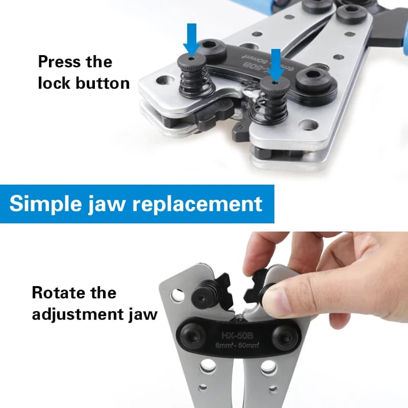 Hex Crimping Tool | HX-50B for 6-50mm² Cable Lugs | Heavy-Duty Terminal Crimper - Thumbnail 5