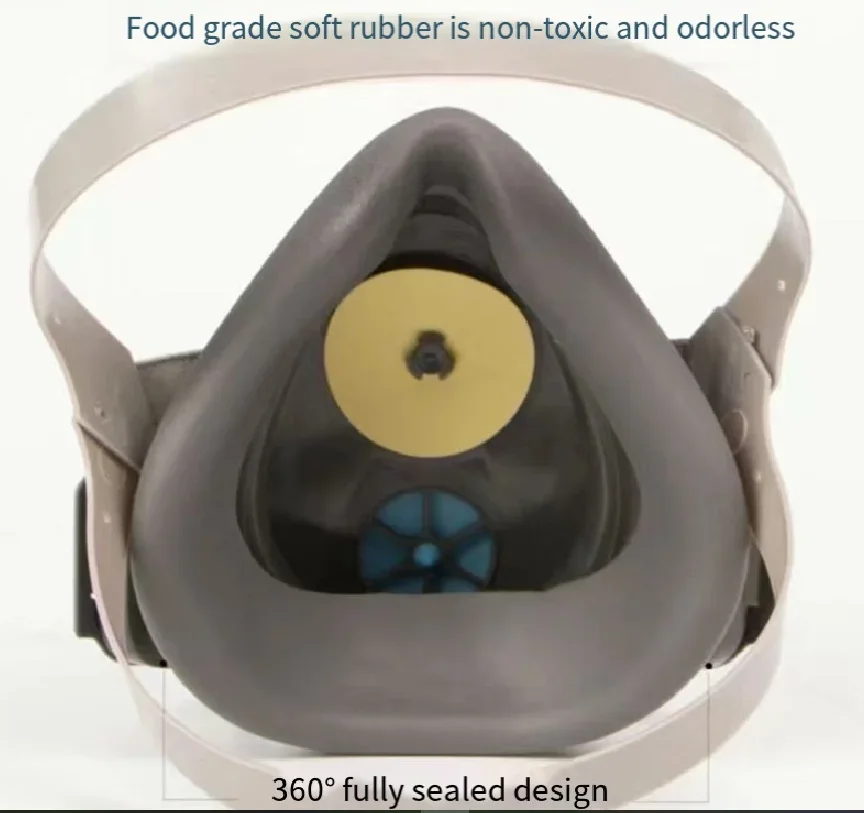 Respirator Mask for Spray Paint & Grinding | Dust-Proof Half Face Mask with Filter - Thumbnail 4