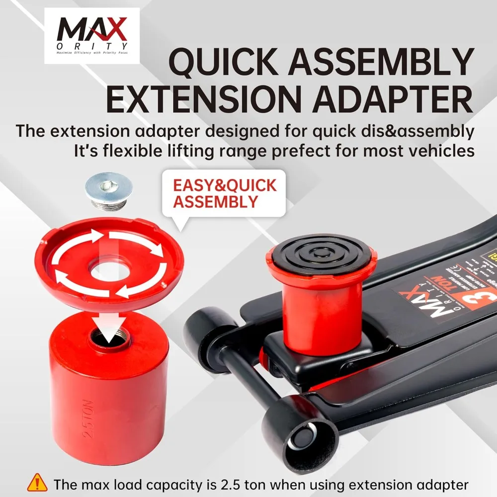 3-Ton Low-Profile Racing Jack | Dual-Piston Hydraulic Lift | Heavy-Duty Steel Construction - Thumbnail 5