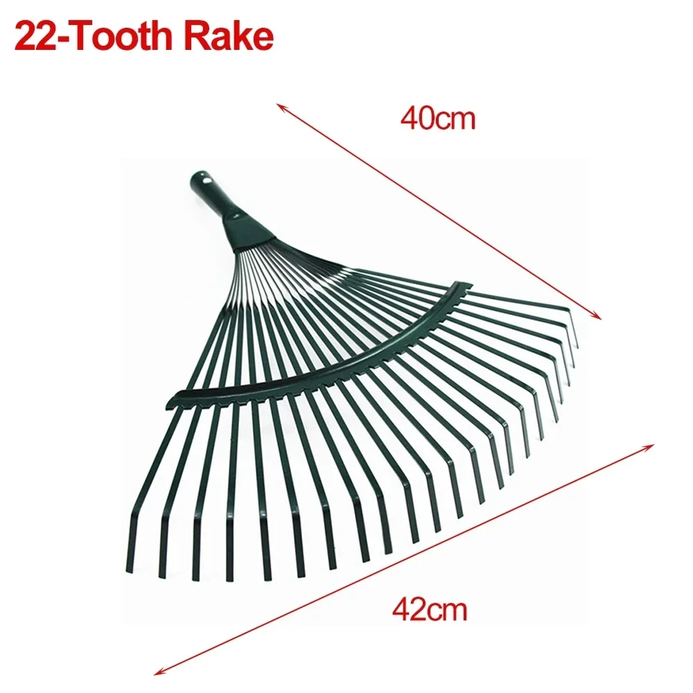 22-Tooth Garden Leaf Rake | Hay & Deciduous Farming Tool | Home Garden Ripper - Thumbnail 5