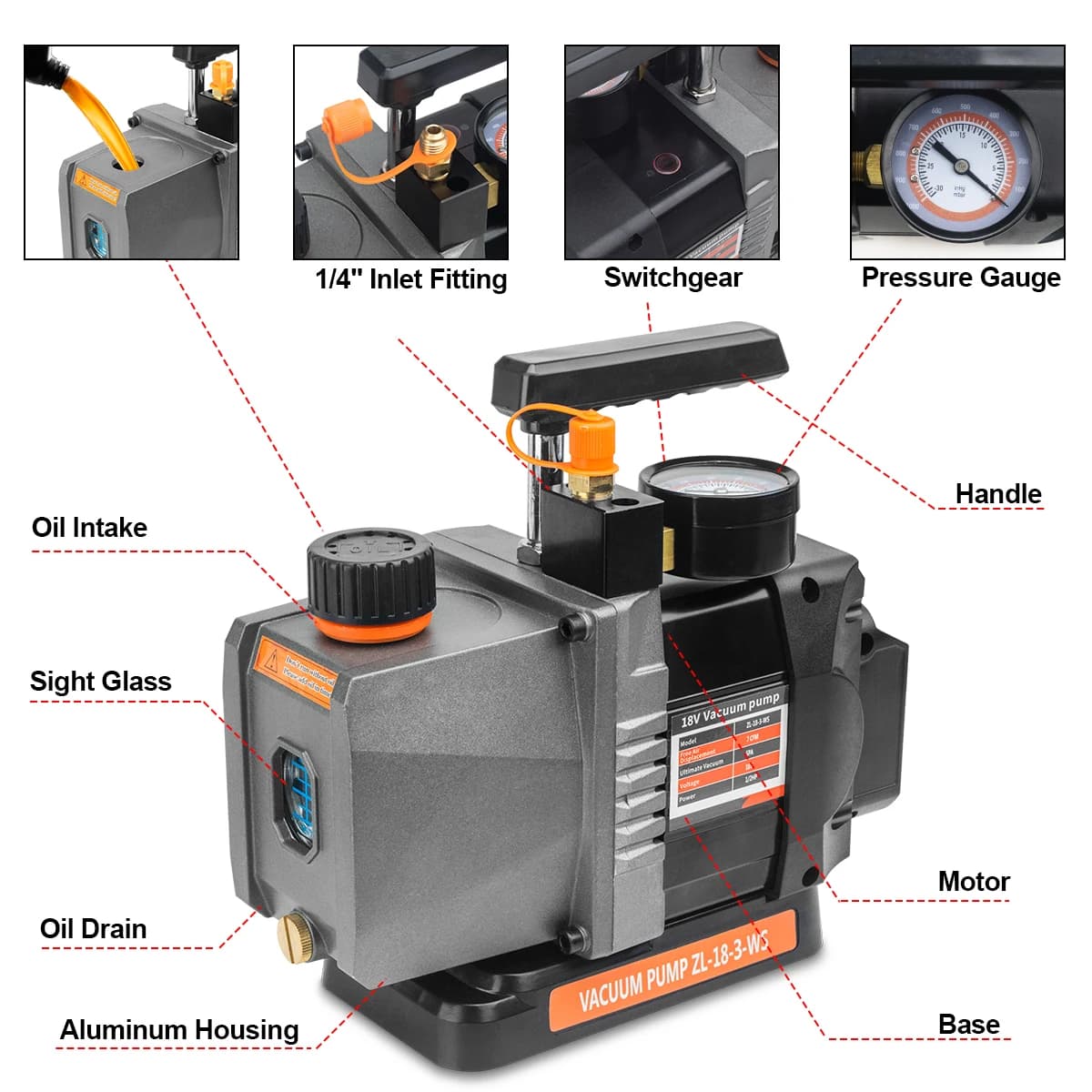 Makita 18V Brushless Vacuum Pump | 7CFM 1/2HP High-Performance | For Car & Home Air Conditioning Systems - Thumbnail 3