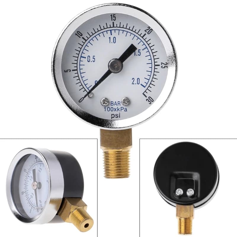 Dual-Scale Pressure Gauge | 0-30 PSI / 0-2 Bar | 1/8 NPT Hydraulic & Pneumatic - Thumbnail 4