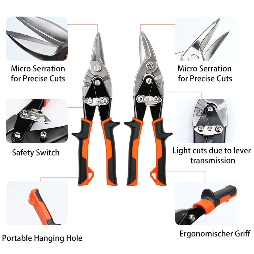 Aviation Snips | Multi-Directional Metal Cutting Tool | Heavy-Duty Industrial Scissors - Thumbnail 2