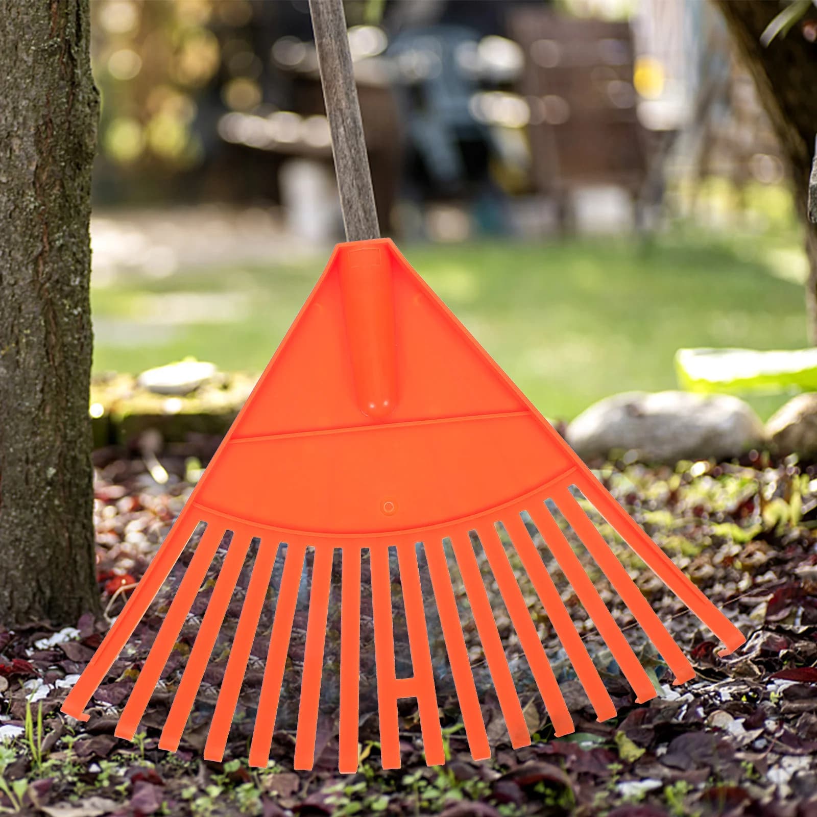 Plastic Leaf Rake | Small Garden Tool for Soil & Flowerbeds | Lightweight Weed Root Digger - Thumbnail 4