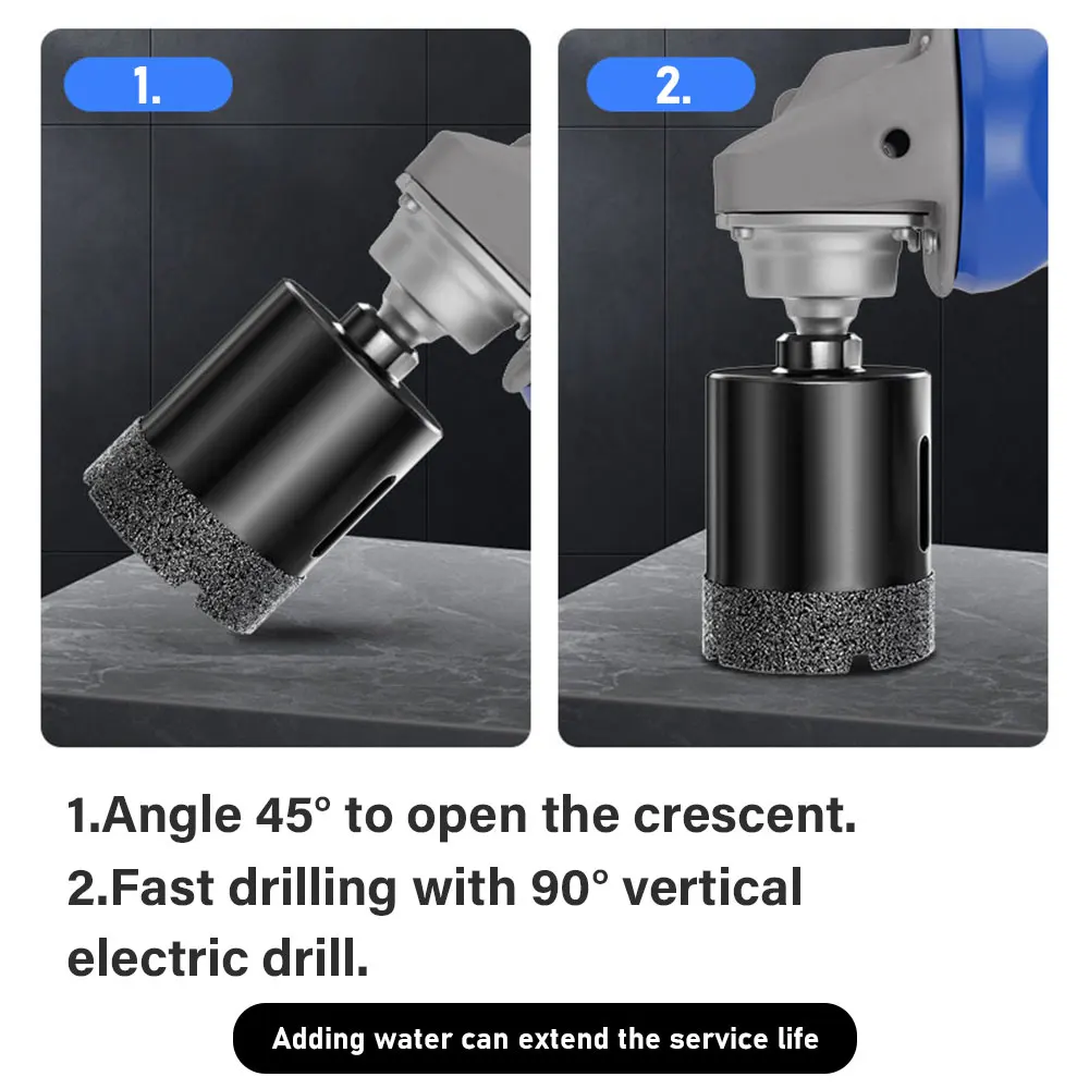 Diamond Drill Bit for Porcelain & Granite | M10 Core Hole Saw | Dry Cutting for Tile & Glass - Thumbnail 4