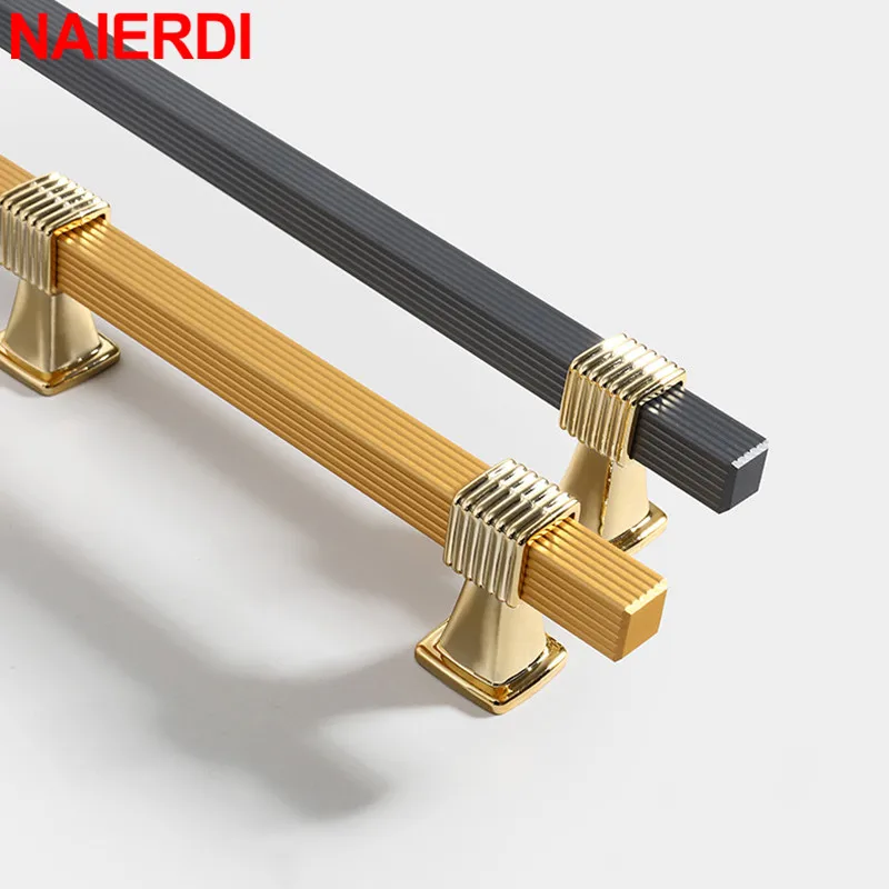 Cabinet Handles 800-1000mm | NAIERDI Gold & Black Aluminum Alloy | Wardrobe Door Pulls - Thumbnail 6