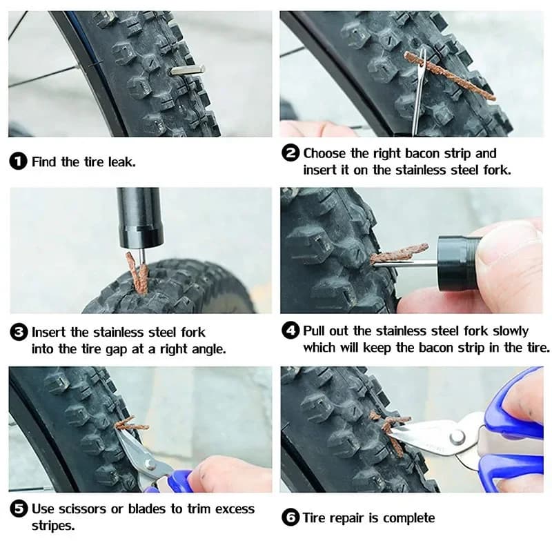 Motorcycle Tire Repair Kit | Portable Emergency Puncture Fix | Durable Rubber Strips & Tools - Thumbnail 4