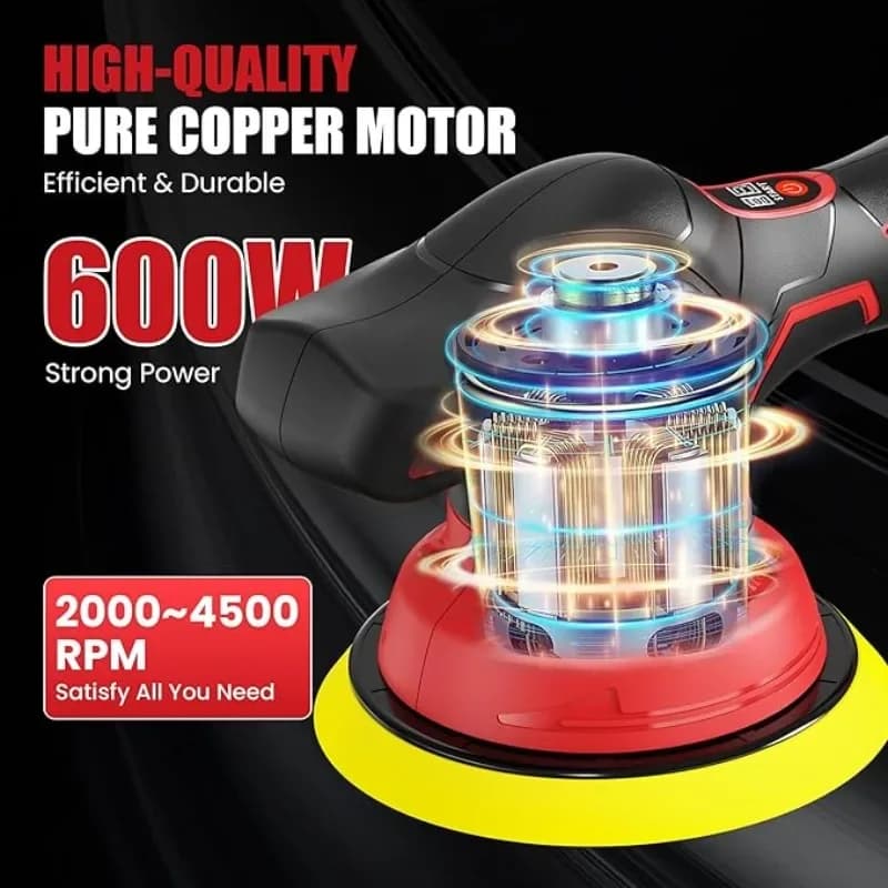 Cordless Car Polisher | 8-Speed Milwaukee Electric | Auto Waxing & Sanding Machine - Thumbnail 4